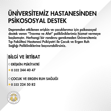 Üniversitemiz Hastanesinden Psikososyal Destek